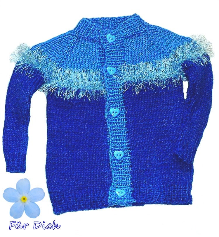 Blaue Strickjacke Gr. 68/74 - Handgestrickte Jacke Kuscheljacke Bubenjacke Jungenstrickjacke Nr4392 von Sonnenblume1547