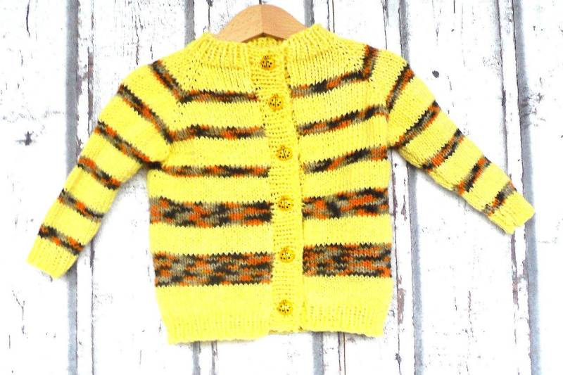 Handgestrickte Jacke Gr.80/86 Babystrickjacke 12 Monate Farbige Mit Streifen Nr 5942 von Sonnenblume1547