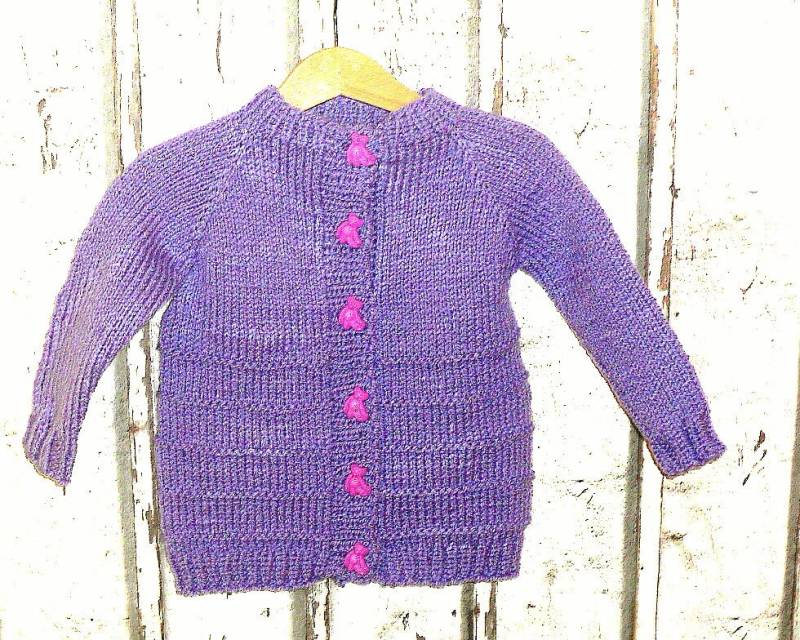 Handgestrickte Kinderstrickjacke Gr.92 Einfarbige Strickjacke Kuscheljacke Warme Musterstrickjacke Knöpfe Nr 5734 von Sonnenblume1547