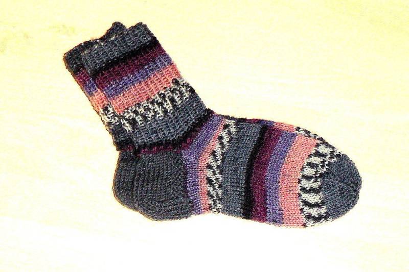 Handgestrickte Socken Gr.27/28 Bunte Warme Strümpfe Wollsocken Mustersocken Hausschuhe Nr 7311 von Sonnenblume1547