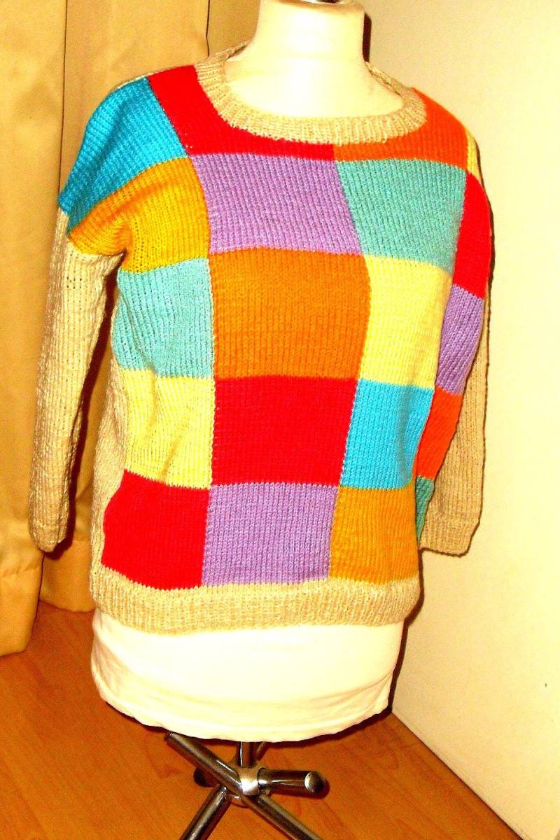 Handgestrickter Damenpullover Dessingpullover Farbiger Pullover Musterpullover Nr7949 von Sonnenblume1547