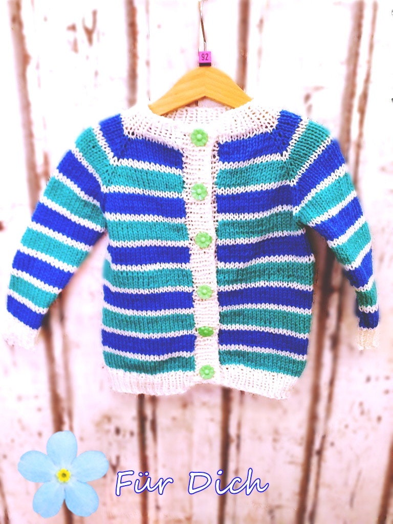 Kinder-Strickjacke Gr. 92 Handgestrickte Jacke Blaue Strickjacke Kuscheljacke Bis 2 Jahre Bunte Kinderstrickjacke Hausjacke Nr 173751 von Sonnenblume1547