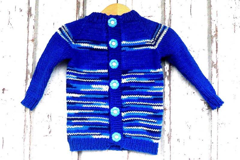 Kinderstrickjacke Gr.86/92 Bis 2 Jahre Handgestrickte Jacke Kindermantel Blaue Nr 5880 von Sonnenblume1547