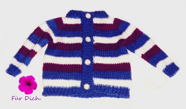 Strickjacke Gr. 68/74 Handgestrickte Babystrickjacke Mit Streifen Nr2699 von Sonnenblume1547