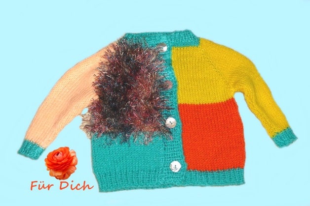 strickjacke Bunt Gr. 62/68 - Handgestrickte Babystrickjacke Außergewöhnliche Nr 0183 von Sonnenblume1547