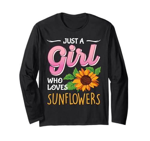 Flower Power JUST A GIRL WHO LOVES SUNFLOWERS Sonnenblume Langarmshirt von Sonnenblumen Geschenk Positivität Shirt Sunflower
