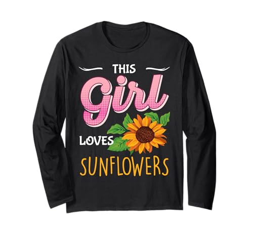 Sonnenblume THIS GIRL LOVES SUNFLOWERS Lustiges Positivität Langarmshirt von Sonnenblumen Geschenk Positivität Shirt Sunflower
