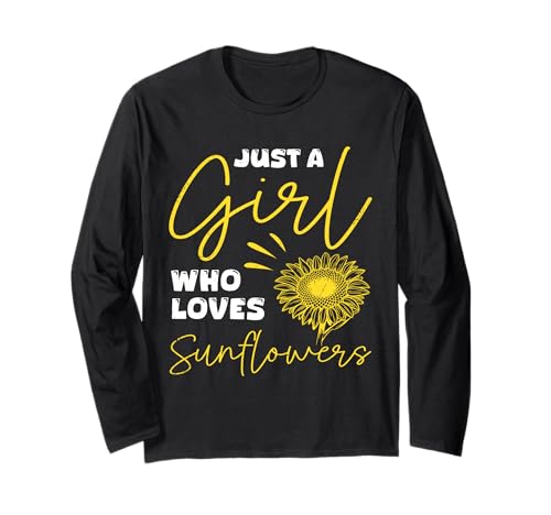 Sonnenblumen JUST A GIRL WHO LOVES SUNFLOWERS Positivität Langarmshirt von Sonnenblumen Geschenk Positivität Shirt Sunflower