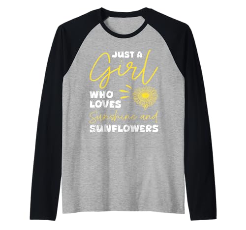 Sonnenblumen JUST A GIRL WHO LOVES SUNFLOWERS Positivität Raglan von Sonnenblumen Geschenk Positivität Shirt Sunflower