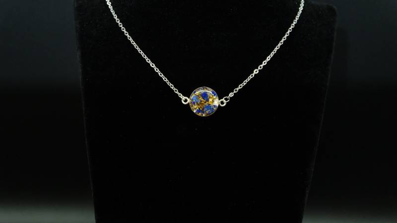 Lapislazuli 925 Sterling Silber Anhänger Mit Halskette Von Hand Gefertigt Aus Edelsteinen Kunstharz Und Recycelten Metallen von Sonnenkraft7