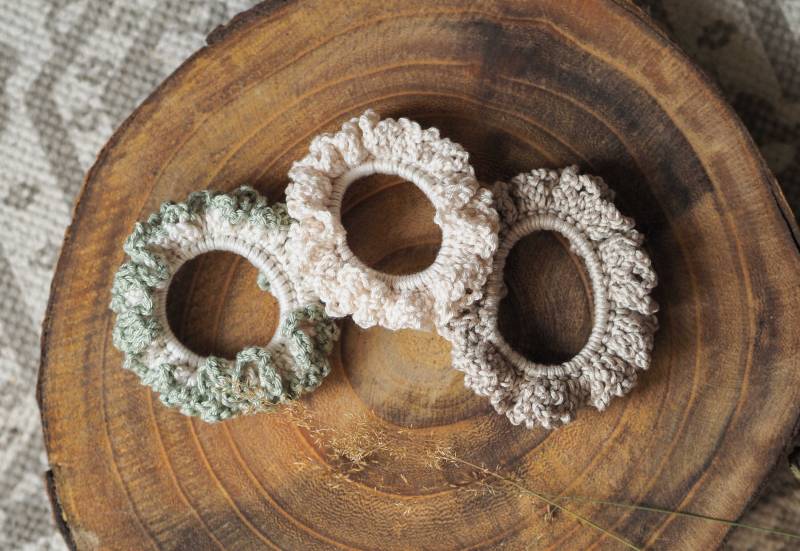 3Er Set Gehäkelte Scrunchies, Häkelscrunchies von Sonnenmaschen