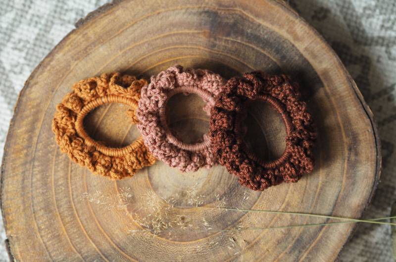 3Er Set Gehäkelte Scrunchies, Häkelscrunchies von Sonnenmaschen