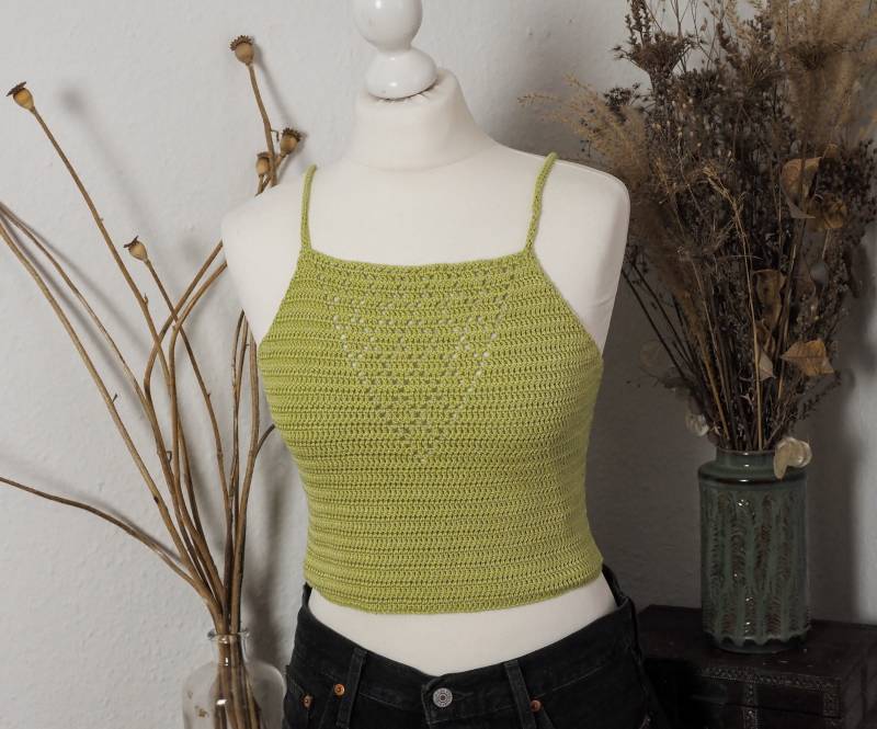 Hellgrünes Handgemachtes Häkeltop von Sonnenmaschen