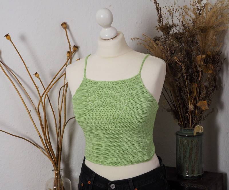 Limegrünes Handgemachtes Häkeltop von Sonnenmaschen
