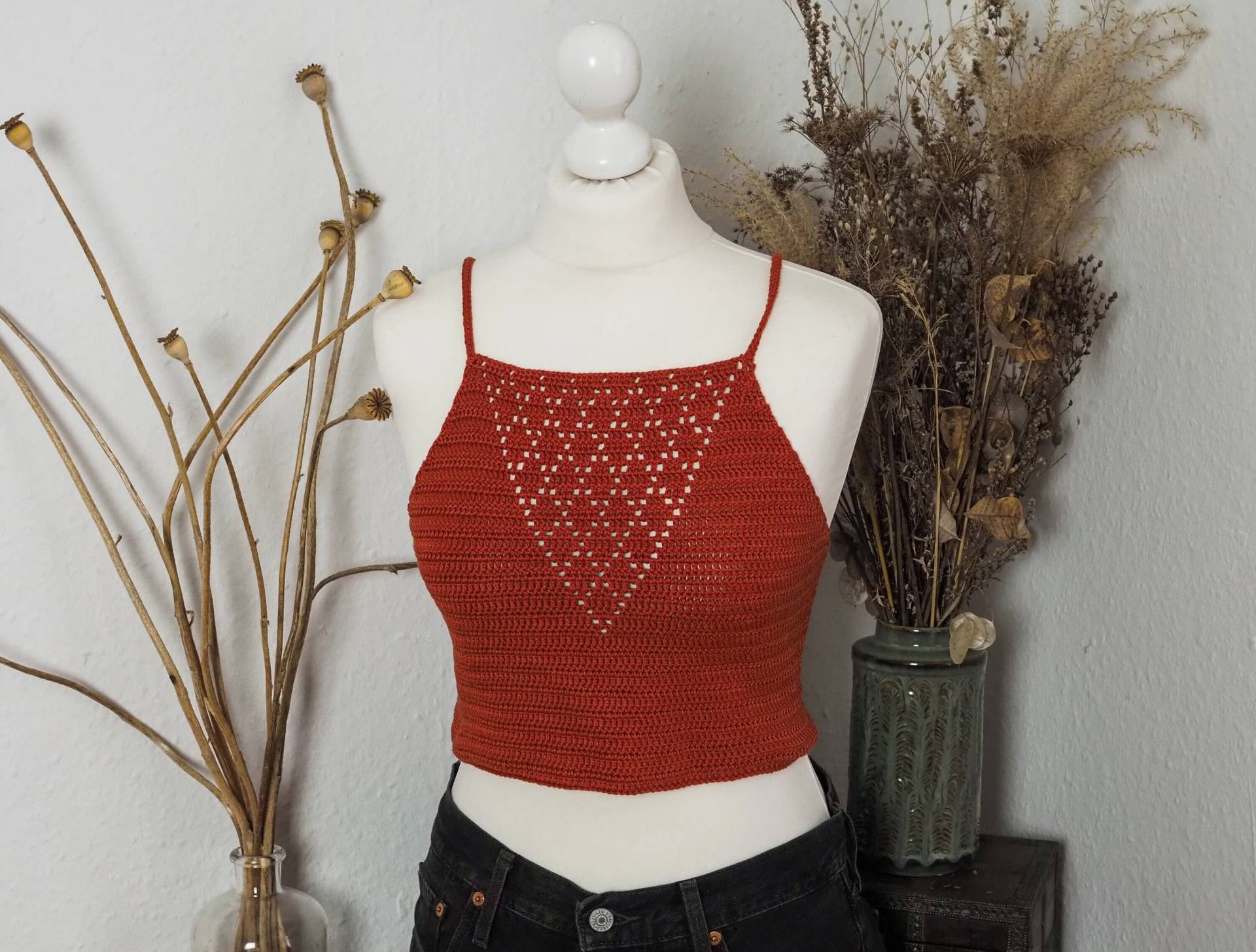 Rotes Handgemachtes Häkeltop, Gehäkeltes Crop Top Rotes Handgemachtes Häkeltop, Gehäkeltes Crop Top von Sonnenmaschen