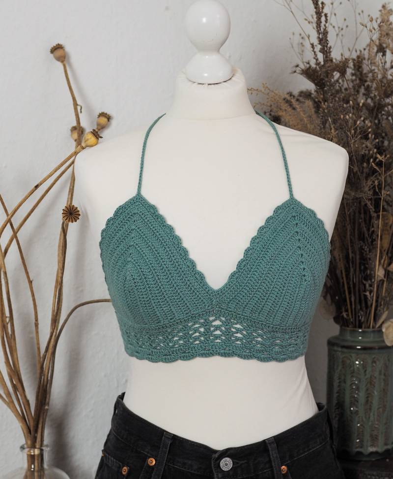 Türkisfarbenes Handgemachtes Häkeltop von Sonnenmaschen