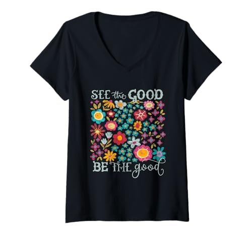 Damen Motivierendes Boho-Design mit Sonnenschein Sommerblumen T-Shirt mit V-Ausschnitt Damen Motivierendes Boho-Design mit Sonnenschein Sommerblumen T-Shirt mit V-Ausschnitt von Sonnenschein Sommerblumen Boho-Design