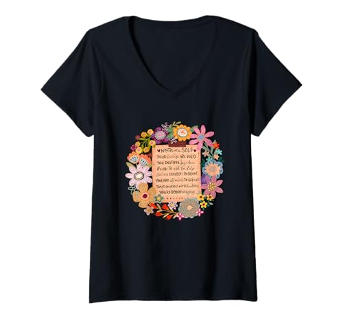 Damen Motivierendes Boho-Design mit Sonnenschein Sommerblumen T-Shirt mit V-Ausschnitt Damen Motivierendes Boho-Design mit Sonnenschein Sommerblumen T-Shirt mit V-Ausschnitt von Sonnenschein Sommerblumen Boho-Design