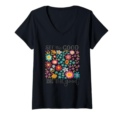 Damen Motivierendes Boho-Design mit Sonnenschein Sommerblumen T-Shirt mit V-Ausschnitt Damen Motivierendes Boho-Design mit Sonnenschein Sommerblumen T-Shirt mit V-Ausschnitt von Sonnenschein Sommerblumen Boho-Design
