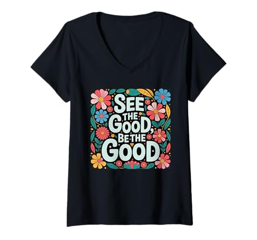 Damen Motivierendes Boho-Design mit Sonnenschein Sommerblumen T-Shirt mit V-Ausschnitt Damen Motivierendes Boho-Design mit Sonnenschein Sommerblumen T-Shirt mit V-Ausschnitt von Sonnenschein Sommerblumen Boho-Design