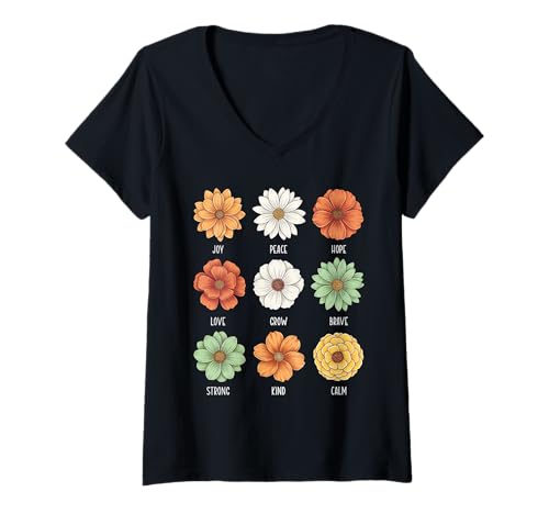Damen Motivierendes Boho-Design mit Sonnenschein Sommerblumen T-Shirt mit V-Ausschnitt Damen Motivierendes Boho-Design mit Sonnenschein Sommerblumen T-Shirt mit V-Ausschnitt von Sonnenschein Sommerblumen Boho-Design
