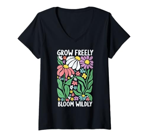 Damen Motivierendes Boho-Design mit Sonnenschein Sommerblumen T-Shirt mit V-Ausschnitt Damen Motivierendes Boho-Design mit Sonnenschein Sommerblumen T-Shirt mit V-Ausschnitt von Sonnenschein Sommerblumen Boho-Design