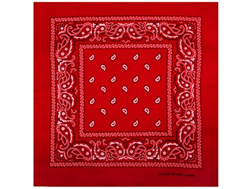 Sonnenscheinschuhe 1 x Bandana Tuch verschiedene Muster Paisley 100% Baumwolle Kopftuch Halstuch Schal (Rot) von Sonnenscheinschuhe