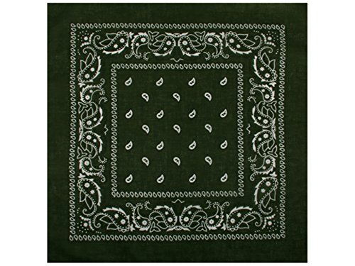 Sonnenscheinschuhe 1 x Bandana Tuch verschiedene Muster Paisley 100% Baumwolle Kopftuch Halstuch Schal (Dunkelgrün) von Sonnenscheinschuhe