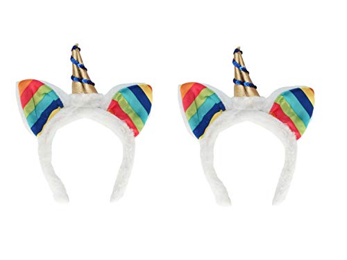 Sonnenscheinschuhe® Doppelpack: 2 x Haarreif Einhorn Regenbogen Fantasie Fastnacht Fasching Karneval Kostüm von Sonnenscheinschuhe