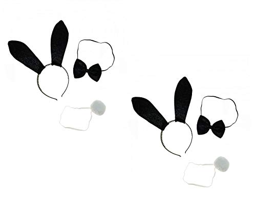 Sonnenscheinschuhe® Doppelpack: 2 x Kostüm Set Hase sexy Bunny Häschen Hasenohren Fastnacht Fasching Karneval Kostüm von Sonnenscheinschuhe