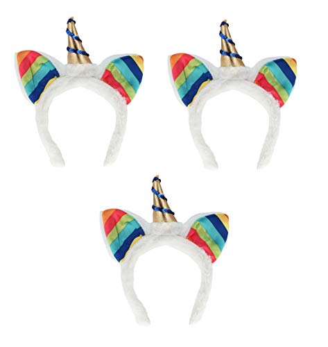 Sonnenscheinschuhe® Dreierpack: 3 x Haarreif Einhorn Regenbogen Fantasie Fastnacht Fasching Karneval Kostüm von Sonnenscheinschuhe