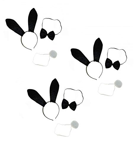 Sonnenscheinschuhe® Dreierpack: 3 x Kostüm Set Hase sexy Bunny Häschen Hasenohren Fastnacht Fasching Karneval Kostüm von Sonnenscheinschuhe