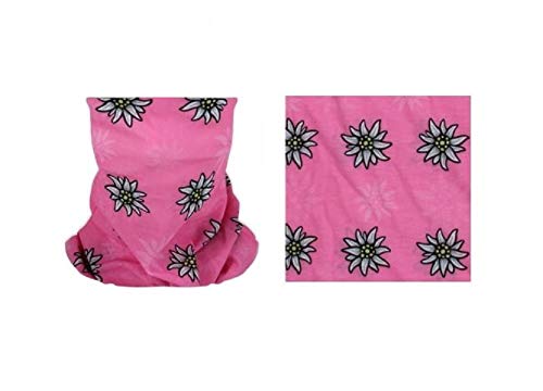 Sonnenscheinschuhe® Multifunktionstuch Edelweiss rosa Schlauchtuch Oktoberfest Enzian Tuch Halstuch Alpin von Sonnenscheinschuhe