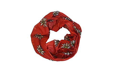 Sonnenscheinschuhe® Multifunktionstuch Edelweiss rot Schlauchtuch Oktoberfest Enzian Tuch Halstuch Alpin von Sonnenscheinschuhe