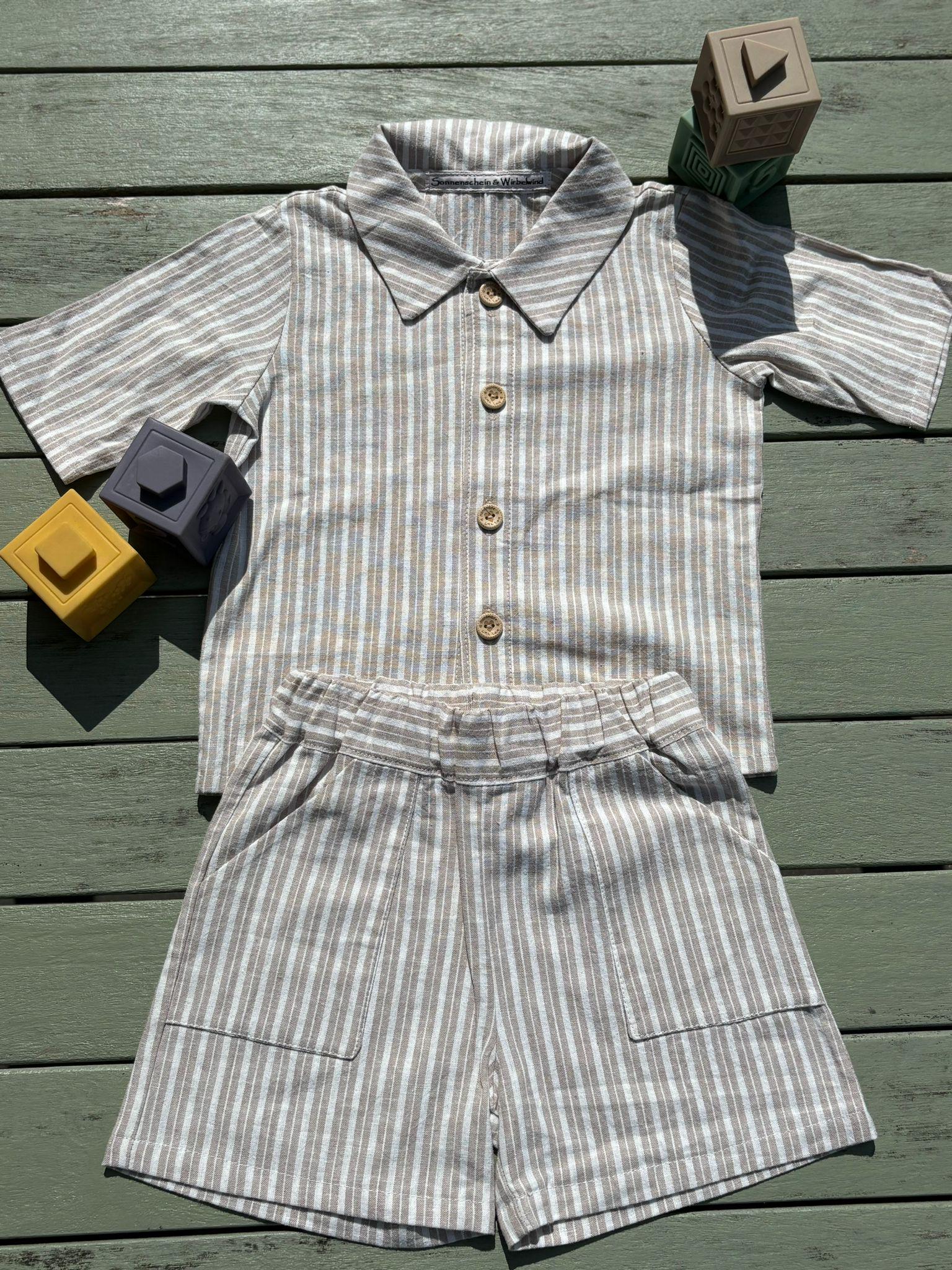 Shorts Und Hemd Aus Baumwolle-Leinen - Luftig Bequem Ideal Für Warme Tage von SonnenwirbelwindDE