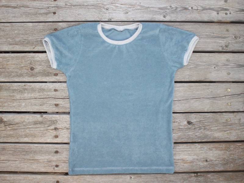 Gr. M Bio-Frottee T-Shirt Damen Hellblau von SonntagCosywear