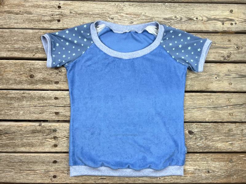 Gemustertes Frottee T-Shirt Damen Himmelblau/sterne von SonntagCosywear