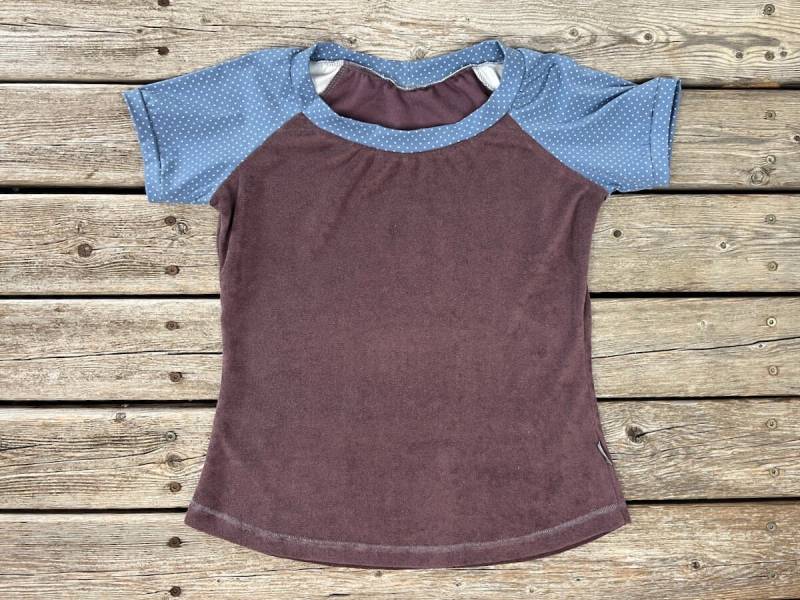 Gr. S Gemustertes Bio-Frottee T-Shirt Damen Weinrot von SonntagCosywear