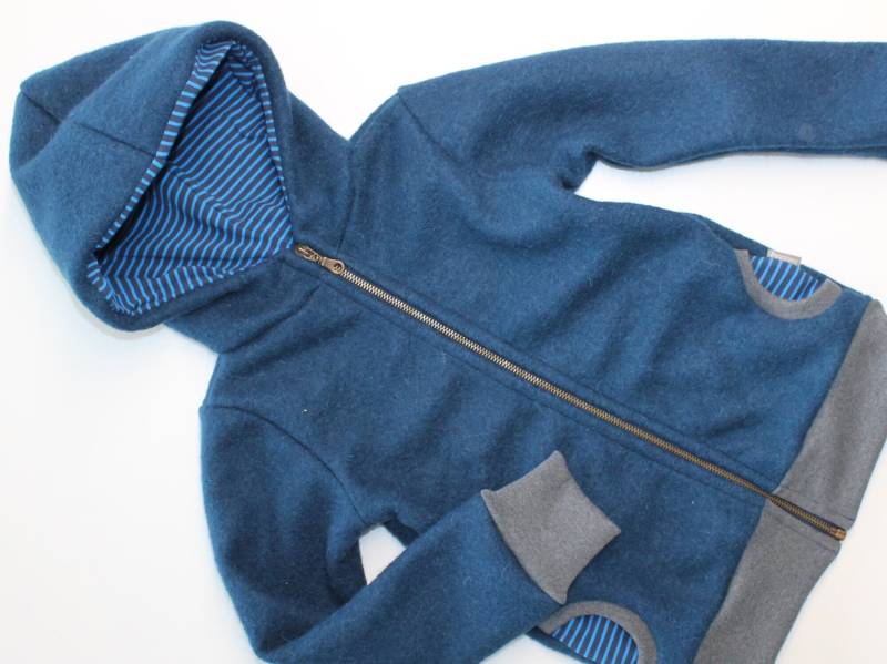 Walkjacke Dunkles Petrol/streifen Blau von SonntagCosywear