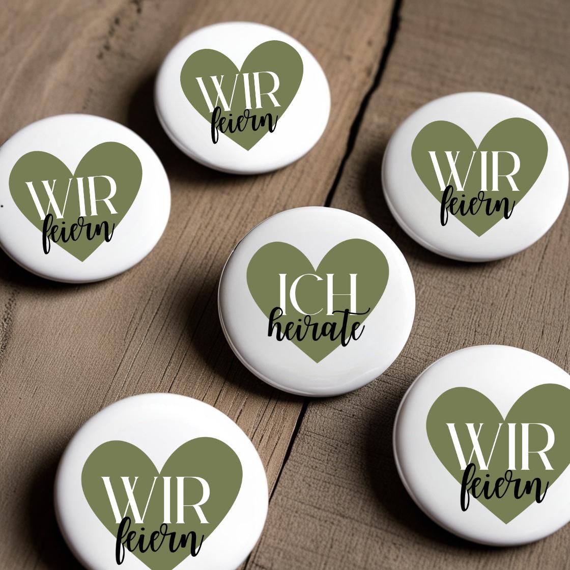 Jga Button Set 5 Stück - Ich Heirate & Wir Feiern Junggesellinnenabschied Buttons Team Braut Accessoires Party Deko Badge von SonoCreativa