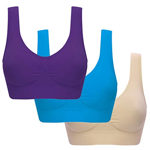 Sonojie Damen Sport BH, Starker Halt, Atmungsaktives Brustpolster, BH ohne Bügel, Bustier Verführerisch, Mehrfarbig06, XX-Large von Sonojie
