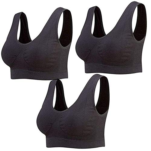 Sonojie Unterwäsche Damen Set BH, Sport BH Starker Halt Große Brüste, Atmungsaktives Brustpolster mit Sportunterwäsche, BH ohne Bügel Bustier Verführerische 3/5 Stück (Schwarz, Medium) von Sonojie