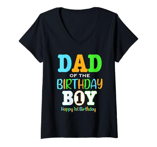 Damen 1. Geburtstag Sohn Erster Geburtstag Papa T-Shirt mit V-Ausschnitt Damen 1. Geburtstag Sohn Erster Geburtstag Papa T-Shirt mit V-Ausschnitt von Sons First Birthday Party