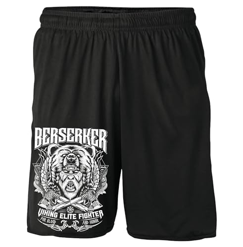 Sons of Ragnar Berserker Shorts | Runen Valknut Walhalla Odin Hose Nordmann Wikinger Kurze Hose Berseker Vikings Ragnar Valhalla | Schwarz (XL) von Sons of Ragnar