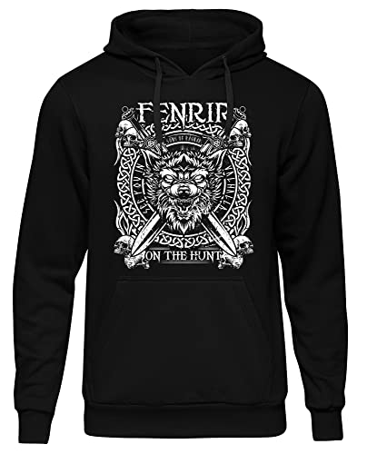 Sons of Ragnar Fenrir Herren Kapuzenpullover| Valhalla Hoodie - Wikinger - Odin Pullover - Vikings -Walhalla Pullover Herren | Schwarz (L) von Sons of Ragnar