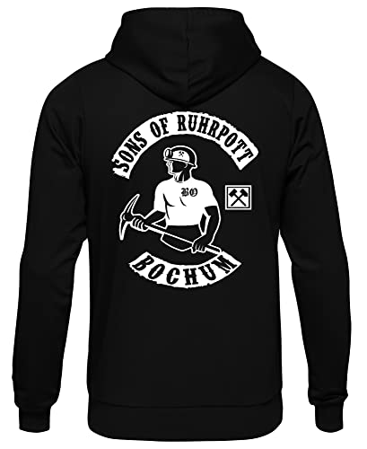 Sons of Ruhrpott Bochum Herren Kapuzenpullover | Glück auf Zeche Ruhrgebiet Ruhrpott Geschenke Männer Ruhrpott Pullover | M3 Schwarz (XL) von Sons of Ruhrpott