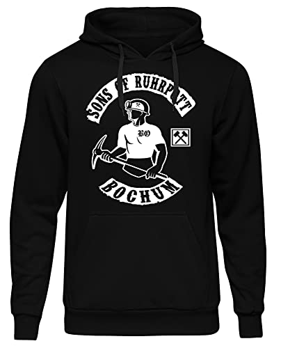 Sons of Ruhrpott Bochum Herren Kapuzenpullover | Ruhrpott Geschenke Männer - Ruhrpott Pullover - Glück auf - Zeche - Ruhrgebiet | M1 Schwarz (L) von Sons of Ruhrpott