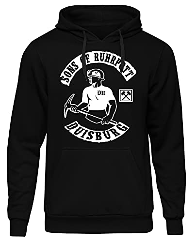 Sons of Ruhrpott Duisburg Herren Kapuzenpullover | Ruhrpott Geschenke Männer - Ruhrpott Pullover - Glück auf - Zeche - Ruhrgebiet | M1 Schwarz (L) von Sons of Ruhrpott