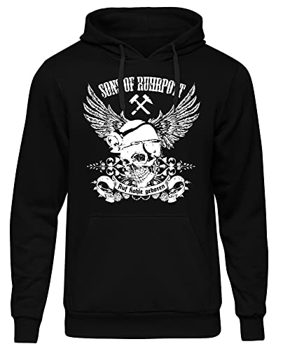 Sons of Ruhrpott Herren Kapuzenpullover | Ruhrpott Geschenke Männer - Ruhrpott Pullover - Glück auf - Zeche - Ruhrgebiet | M5 Schwarz (3XL) von Sons of Ruhrpott