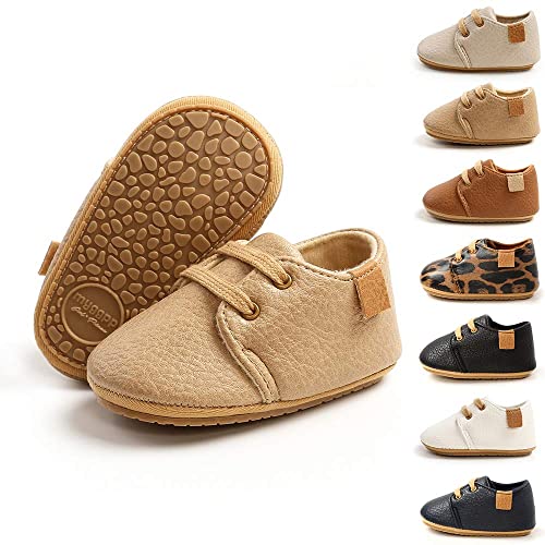Sonsage Baby Jungen Mädchen Oxford Schuhe PU-Leder Schnürer rutschfeste Sneaker Weiche Gummisohle Kleinkind Lauflernschuhe von Sonsage